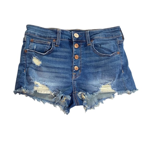 American Eagle Outfitters Pants - American Eagle AE Hi-Rise Shortie Denim Jean Shorts Button Fly Distressed Size 6